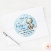 可愛いテディベア青茶色アイボリー熱風船 ラウンドシール (封筒)