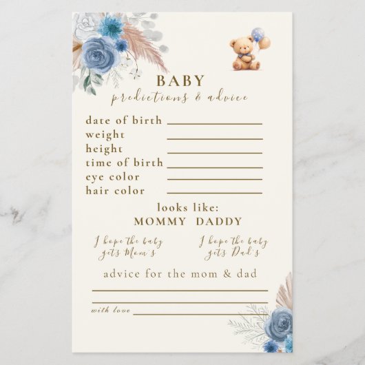 可愛いテディベア風船予測とアドバイス チラシ (正面)