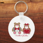 可愛いテディベア40結婚周年 キーホルダー (正面)