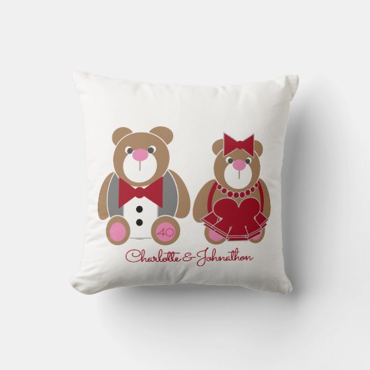 可愛いテディベア40結婚周年 クッション (正面)