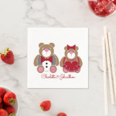 可愛いテディベア40結婚周年 スタンダードカクテルナプキン (インサイチュ)