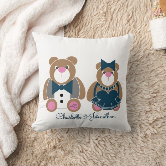 可愛いテディベア45thサファ結婚イア記念日 クッション (ブランケット)