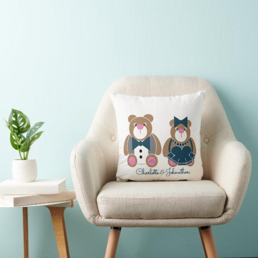 可愛いテディベア45thサファ結婚イア記念日 クッション (椅子)
