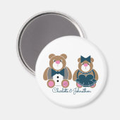 可愛いテディベア45thサファ結婚イア記念日 マグネット (正面/裏面)