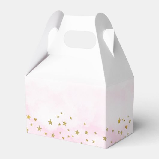 可愛いテディベア&バルーンピンクの女の子バプテスマ フェイバーボックス (裏面サイド)