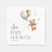 可愛いテディベア&バルーン男の子ベイビーシャワー スタンダードカクテルナプキン (正面)