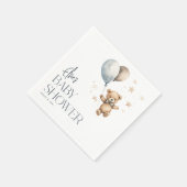 可愛いテディベア&バルーン男の子ベイビーシャワー スタンダードカクテルナプキン (角)