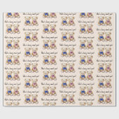 可愛いテディベア，女の子と男の子ツインベビーシャワー ラッピングペーパー (フラット)