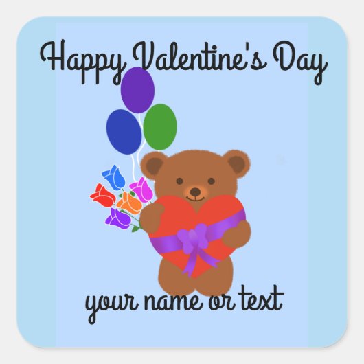 可愛いテディベア#3シール スクエアシール (正面)