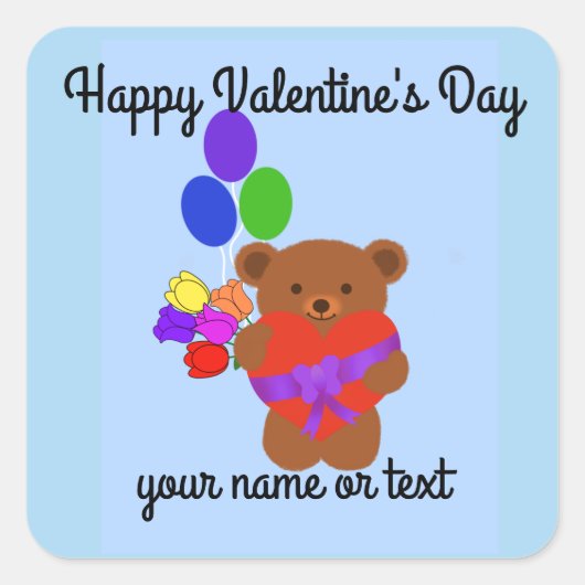 可愛いテディベア#4シール スクエアシール (正面)