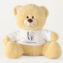 可愛いテディベアLOVE:パーソナライズされた名前、日付を追加