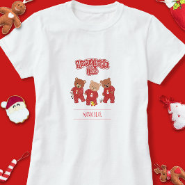 可愛いテディメリー&ブライトクラブクリスマスパジャマ Tシャツ