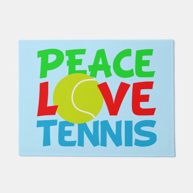 可愛いテニスブルー ドアマット (正面)