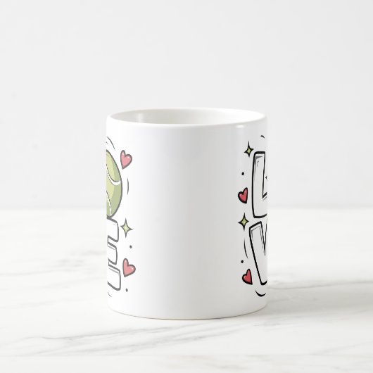 可愛いテニス愛テニス選手コーチファンスポーツ コーヒーマグカップ (中央)