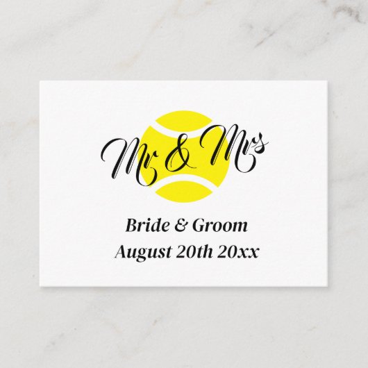 可愛いテニス結婚テーマのエンクロージャカードテンプレート エンクロージャーカード (正面)