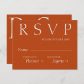 可愛いテラコッタラストとホワイトウェディングRSVP ポストカード (正面/裏面)