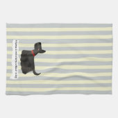 可愛いテリアブルーとクリーストライプのム キッチンタオル (横)