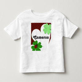 可愛いテントウムシとクローバーの葉 1歳の誕生日 トドラーTシャツ