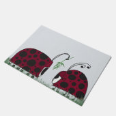 可愛いテントウムシとヤドリギ ドアマット (アングル)