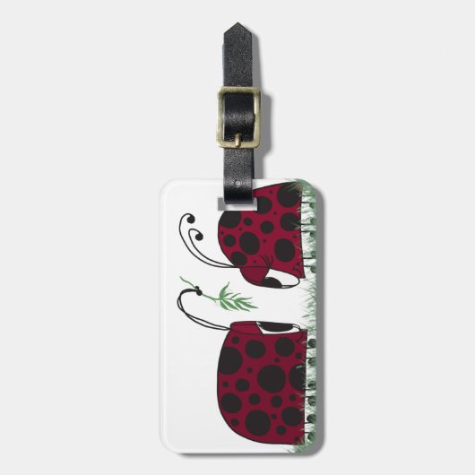可愛いテントウムシとヤドリギ ラゲッジタグ (正面縦)