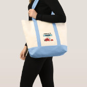 可愛いテントウムシのばあば就任おめでとう ブルー トートバッグ (正面(商品))