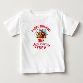 可愛いテントウムシの1歳の誕生日 | 虫のテーマパーティー ベビーTシャツ