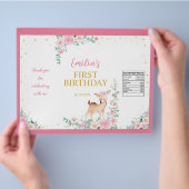 可愛いディアピンクフローラ誕生日チップバッグラッパー チラシ (手)