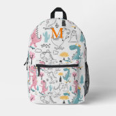 可愛いディノの喜び：女の子の子供のための恐竜 プリントバックパック (正面)