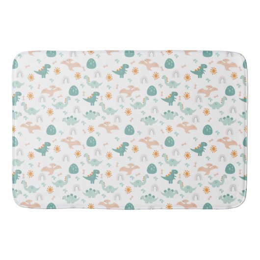 可愛いディノアドベンチャーパターンキッズバスルームDecor バスマット (正面)