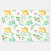 可愛いディノボーイズ恐竜パーソナライズ一次誕生日 ラッピングペーパーシート (正面2)