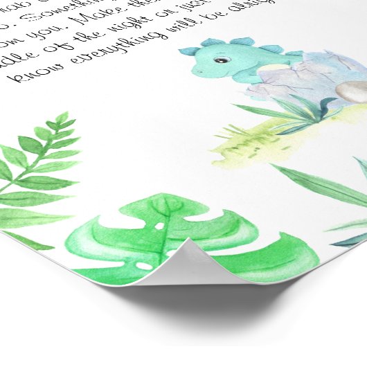 可愛いディノボーイ赤ちゃんシャワー'レイトナイトおむつ' ポスター (角)