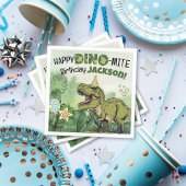可愛いディノマイトキッズネーム恐竜の誕生日パーティー スタンダードカクテルナプキン