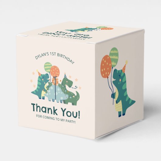 可愛いディノミート恐竜誕生日ありがとう フェイバーボックス (正面サイド)