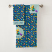 可愛いディノ柄ブルー名3d恐竜バスタオル バスタオルセット (インサイチュ)