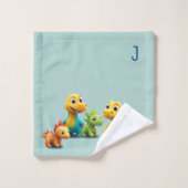 可愛いディノ柄ブルー名3d恐竜バスタオル バスタオルセット (ウォッシュタオル)