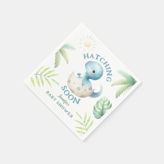 可愛いディノ男の子の恐竜の赤ちゃんシャワー スタンダードカクテルナプキン (角)