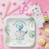 可愛いディノ男の子の恐竜の赤ちゃんシャワー ペーパープレート (パーティー)