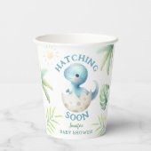 可愛いディノ男の子の恐竜の赤ちゃんシャワー 紙コップ (裏面)