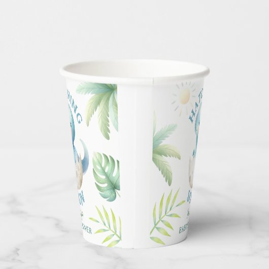 可愛いディノ男の子の恐竜の赤ちゃんシャワー 紙コップ (右)