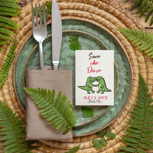 可愛いディノ結婚式の日付発表を保存 セーブザデート