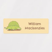 可愛いディメトロドン恐竜のパーソナライズされた漫画 ラベル (デザイン1)