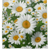 可愛いデイジーの模様 白い花 植物 シャワーカーテン (正面)