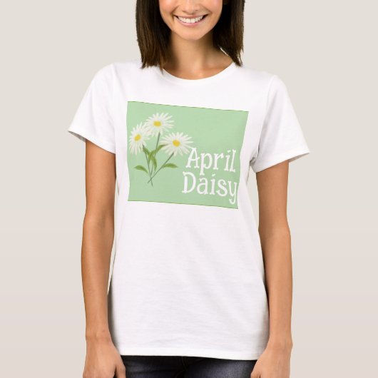 可愛いデイジーの花 水彩画 4月の誕生日 Tシャツ (正面)