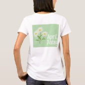 可愛いデイジーの花 水彩画 4月の誕生日 Tシャツ (裏面)