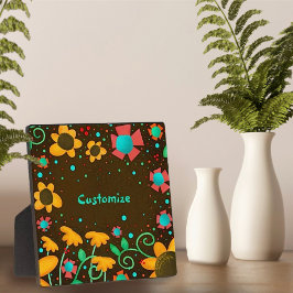 可愛いデイジーイエローおもしろいお洒落フローラカスタマイズ フォトプラーク