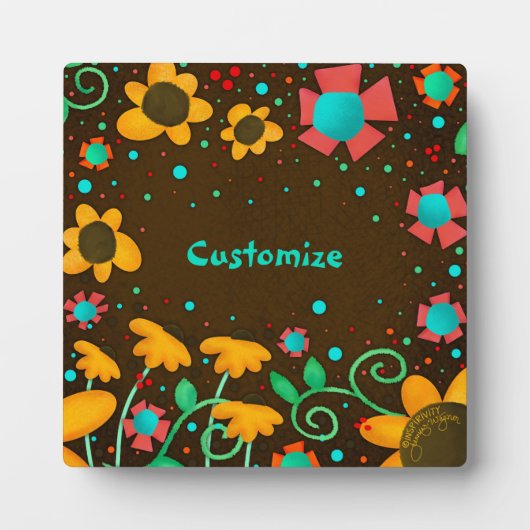 可愛いデイジーイエローおもしろいお洒落フローラカスタマイズ フォトプラーク (正面)