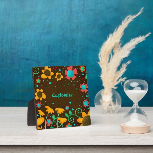 可愛いデイジーイエローおもしろいお洒落フローラカスタマイズ フォトプラーク (インサイチュ)