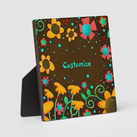 可愛いデイジーイエローおもしろいお洒落フローラカスタマイズ フォトプラーク (正面)