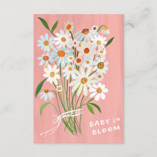 可愛いデイジーブーケ色彩の鮮やか手カスタムベビーシャワー エンクロージャーカード (正面)