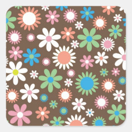 可愛いデイジー花柄 スクエアシール